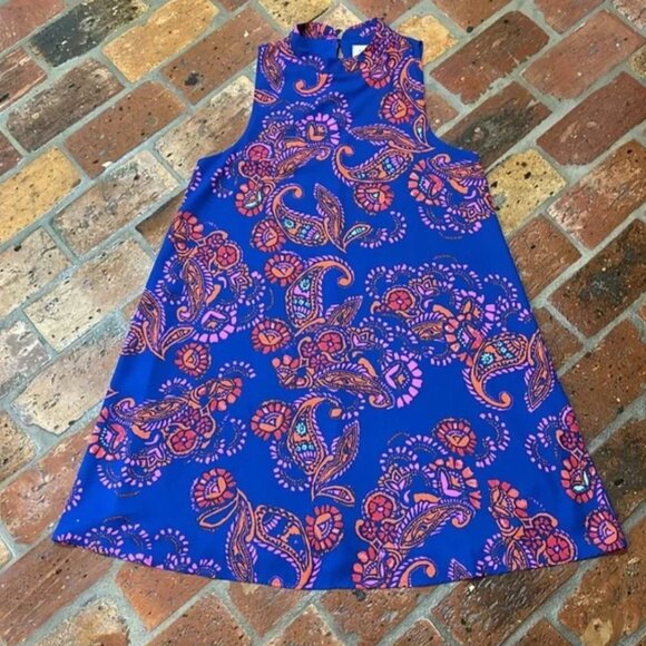 Everly Mock Neck Paisley Print Dress szM - Picture 7 of 11